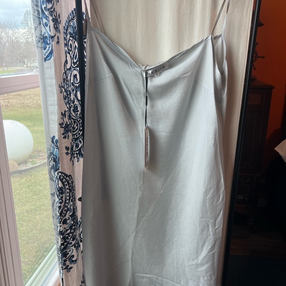 Grey lace dress with lined with silver slip - Picture 5 of 6